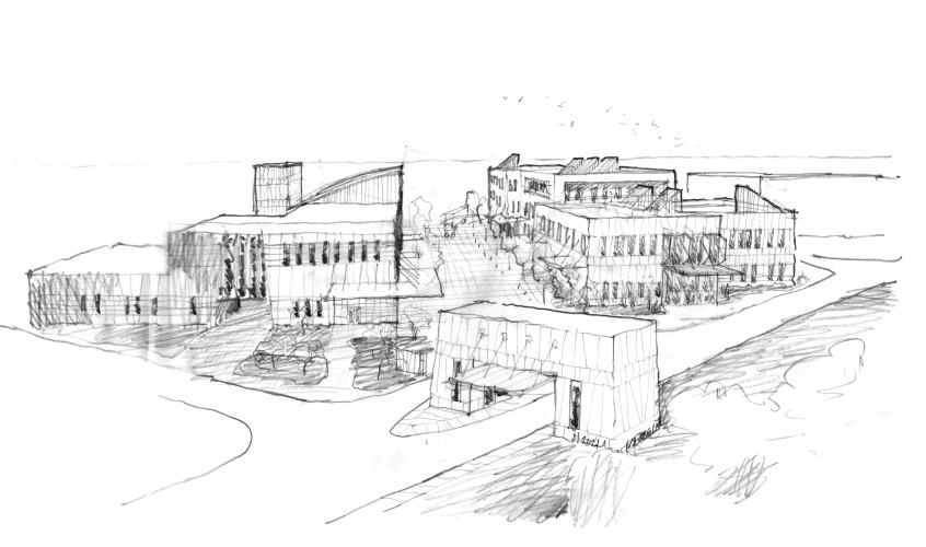 Tolteca Studios Birds-eye view sketch of buildings