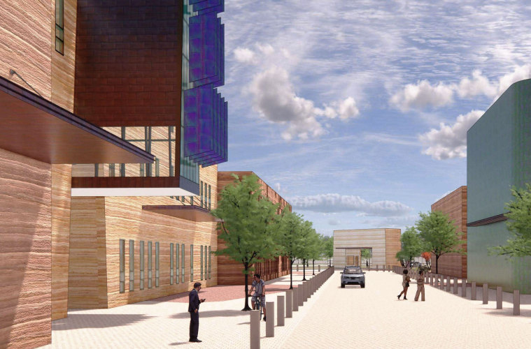 Tolteca Studios view along Ball Court (main street/plaza)